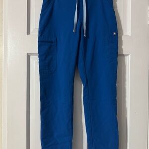 Figs Yola Elastic Waistband Skinny Scrub Pants in royal blue XS|P
